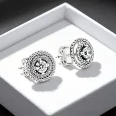 Brincos Duplo Halo Diamante | Prata S925