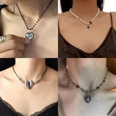 Europeu americano estilo Punk corvo coração diamante coração High-End colar feminino Design criativo clavícula corrente