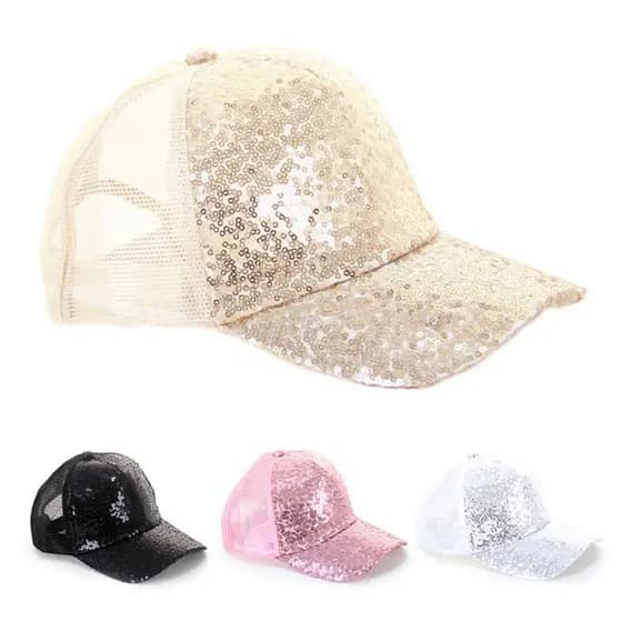 B1R Lantejoulas Rabo De Pônei Boné De Baseball Mulher Chapéu Snapback Sport Caps HY2312