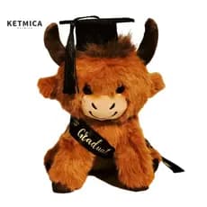 Graduation Stuffed Congratulation 2026 Highland Cow Plush Toy with Cap Gown – Soft Keepsake for Preschool High School
