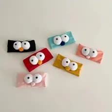 Faixa de Cabelo Infantil com Olhos Grandes de Desenho Animado, Faixa de Nylon Macia e Elástica, Acessórios de Cabelo F