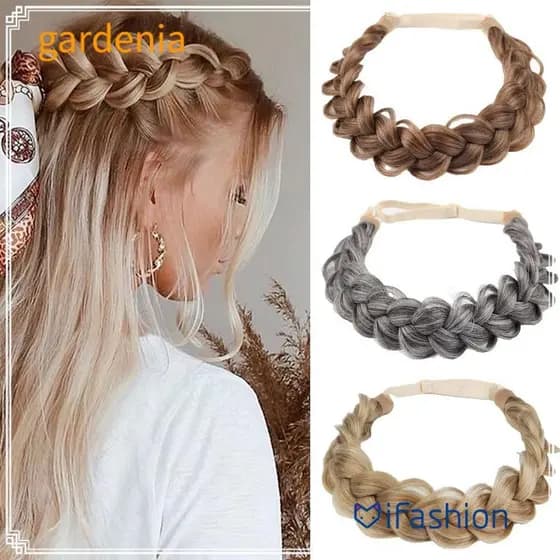 Tiara De Cabelo Trançada GARDENIA , Extensões De Coque Sintético Antiderrapantes Ajustáveis , Faixa Elástica Feita À Mão