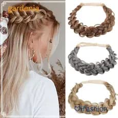 Tiara De Cabelo Trançada GARDENIA , Extensões De Coque Sintético Antiderrapantes Ajustáveis , Faixa Elástica Feita À Mão