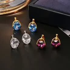 [Estoque pronto] Brincos de cristal de zircônia Super piscantes de alta qualidade, leves, luxuosos, requintados, elegant
