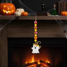 Halloween Contas De Madeira Guirlanda Gato Preto Fantasma Borla Pingente DIY Decoração De Festa Em Casa