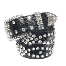 Cinto feminino com aplicações de strass, elegante e versátil, decoração branca, cinto largo simples para calças jeans fe