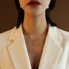 Colar de Clavícula Artesanal com Corrente, Estilo Céu Estrelado e Lua, Colar Minimalista de Aço Titânio Estilo Ins, Cola