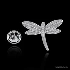 Broche Masculino Elegante em Forma de Pequena Libélula, Broche de Lapela Feminino de Luxo Leve e Sofisticado, com Zircôn