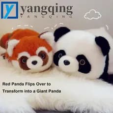 Boneca De Pelúcia De Guaxinim YANGQING , Brinquedos De Panda Reversíveis De Travesseiro Macio 2 Em 1 , Animal Kawaii Tra