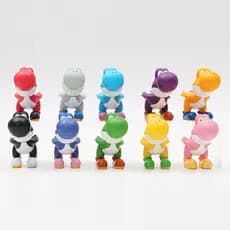 Conjunto de 10 peças de 5cm, Mini Figura de PVC do Dinossauro Yoshi do Jogo Super Mario Bros, Versão Q, Decoração de Mes