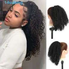 Extensão De Rabo De Cavalo Com Cordão SUBING , Clipe Resistente Ao Calor Em Peças De Cabelo Afro Sintético , 12 Polegada