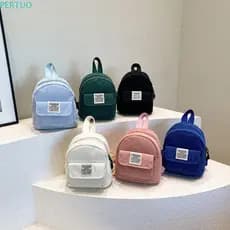 Mochila De Veludo PERTUO , Bolsas De Telefone Estilo Coreano , Mini Ombro , Bolsa De Cor Sólida Escolares Femininas