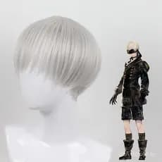 [Em Estoque] Peruca de Cosplay NieR: Automata 9S COS Cabelo Curto Estilo Emagrecedor de Rosto YoRHa
