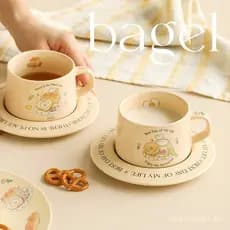 Xícara de Café Bread Rabbit para Mulheres, Xícara de Chá da Tarde de Alto Valor, Conjunto de Xícara e Prato de Cerâmica