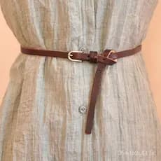 Cinto feminino fino de couro genuíno, couro bovino de camada superior vintage, adequado para saias e vestidos, com cinto