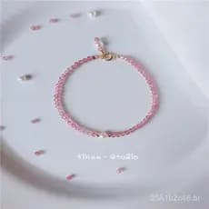 Recomendado: Pulseira facetada de turmalina rosa natural e pérola, design original, pulseira americana de 14k, atacado.