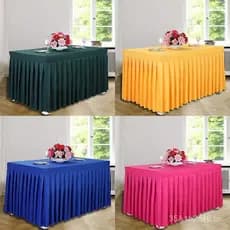 Toalha de mesa personalizada para conferências, saia de mesa para bebidas geladas, saia de mesa para recepção, capa para