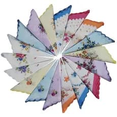 Pequeno padrão floral, borda em forma de crescente, lenço de algodão estampado para mulheres, fundo branco, refrescante,