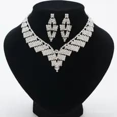 Colar de estilo europeu e americano com diamantes brilhantes, joias de noiva, acessórios de casamento, conjunto de brinc