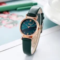 Relógio Feminino Elegante GEDI, Relógio Redondo Pequeno Artístico Vintage, Relógio Feminino de Quartzo com Pulseira de C