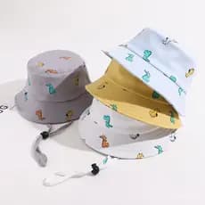 Novo chapéu de bebê estilo coreano com estampa de dinossauro fofa, chapéu de sol infantil, chapéu de pescador para bebês