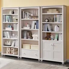 Estante branca estilo pastoral coreano 4I, design moderno e simples com portas, estante infantil de madeira maciça, prat