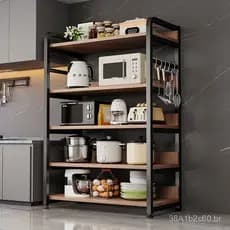 Prateleira de armazenamento multi-camadas, prateleira multifuncional para cozinha, suporte de chão para micro-ondas, pra
