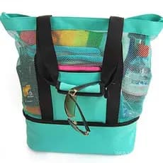 Bolsa de malha para praia, sacola de piquenique ao ar livre de dupla camada, bolsa térmica de ombro único muito vendida,