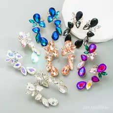 Brincos geométricos com incrustações de diamantes em liga metálica, estilo europeu e americano, para mulheres, brincos d