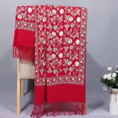 Cachecol de malha de imitação de caxemira para mulheres, estilo étnico bordado, para o outono e inverno, com padrão pais