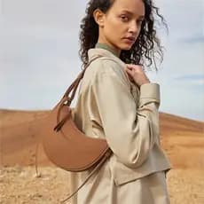 Bolsa mensageiro de ombro de couro genuíno genuíno crescente bolsa feminina axilas