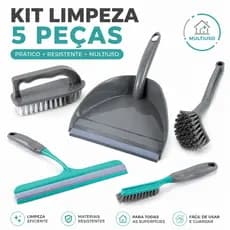 Kit Limpeza 5 Peças Pá Escovas Rodo Multiuso Limpeza Cozinha Banheiro Casa Completa