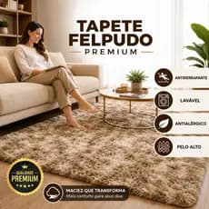 Tapete Felpudo Grande 2,00x1,40/ 2,00x2,40 Peludo Antialérgico Lavável Antiderrapante Sala Quarto Escritório Premium