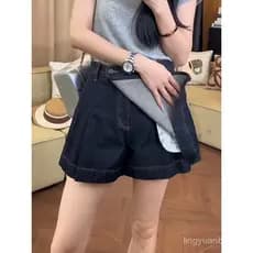 Sempre modelador~Shorts femininos de cintura alta, elásticos, de tecido stretch em quatro direções, azul escuro, soltos,