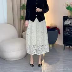 Saia de renda plus size resistente para mulheres, solta e elegante, estilo primavera, modeladora, elegante para mães, ve