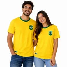 Kit 2 Camisas Brasil 2026 Casal Seleção Torcedor Copa Mundo Uniforme Futebol Masculina Feminina Premium
