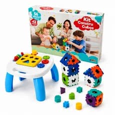 Mesa Didática Infantil com Blocos de Contrução | Mesa de Atividades Educativa com Blocos de Montar