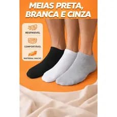 Kit 3 Até 12 Pares Meia Soquete Masculino 100% Algodão