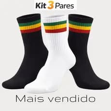 Meias Cano Alto Rasta Com 1 até 3 pares Algodão