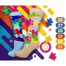 Meia Colorida Infatil  Quebra - Cabeça Com 3 Até 12  Pares