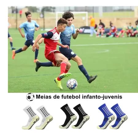 ⚽ Meias de Futebol Juvenil Antiderrapante 6 Pares Tamanho 36 ao 40, Meia Esportiva Respirável