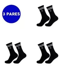Kit 3 pares meia feminina Academia listrada Cano Longo Algodão Qualidade Tendencia Moda