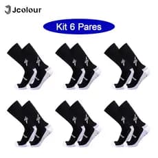 Jcolour Kit 6 Meias de Futebol tubo médio Thundergrip Esportivas Corrida Antiderrapante Futebol