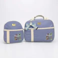 Kit Bolsa Maternidade Completo 2 Peças Térmico Impermeável Safari Mala Luxo Davi Baby