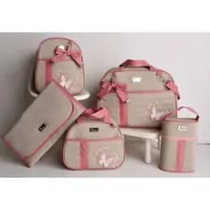 Kit Bolsa Maternidade Completo Bolsa G Bolsa M Mochila Porta Mamadeira Trocador Térmico Impermeável de Luxo Davi Baby