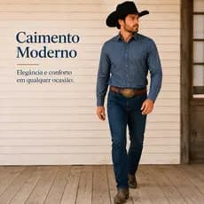Camisa Jeans Social Confort Masculina Elegante Manga Longa Jaqueta Algodão