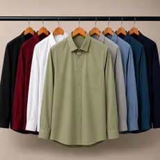 Camisa Social Masculina Manga Longa Com Bolso Colarinho Italiano Respirável Escritório Advogado