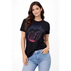 Blusa Feminina T-shirt Estampa Lingua, tecido confortavel