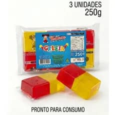 Geleia D Água 3 Unidades 250g Doce De Amido Colorido Vermelho Amarelo Pronto Consumo Lanche Rápido
