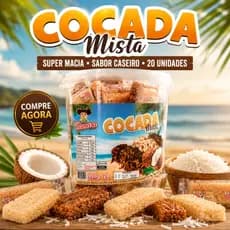 Cocada Mista Gourmet 20 Unidades Super Macia Sabor Caseiro Doces Premium Tradicional